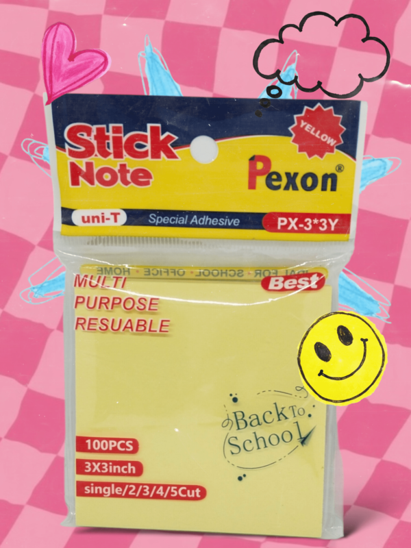 Pexon Stick Notes - Yellow (3x3 Inch, 100 Sheets)